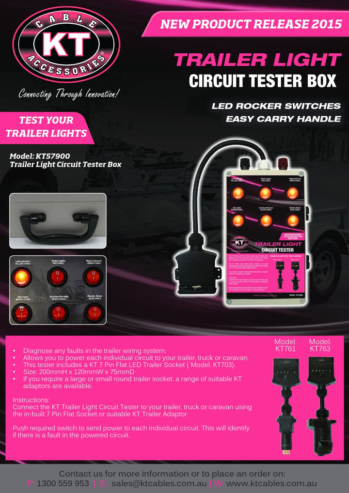 KT57900 Trailer Light Circuit Tester, 703 Trailer Socket, 761, 763 Tra ...