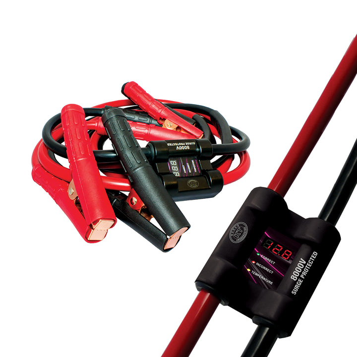 8000V Intelligent Jumper Leads - 12/24V Voltage Display, 450Amp, 3M Length