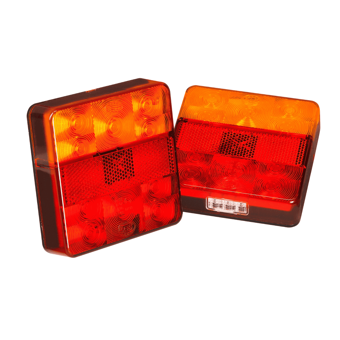 KT 100x100mm LED Trailer Lights with Plate Lamp – 12V, ADR Approved (Pair)