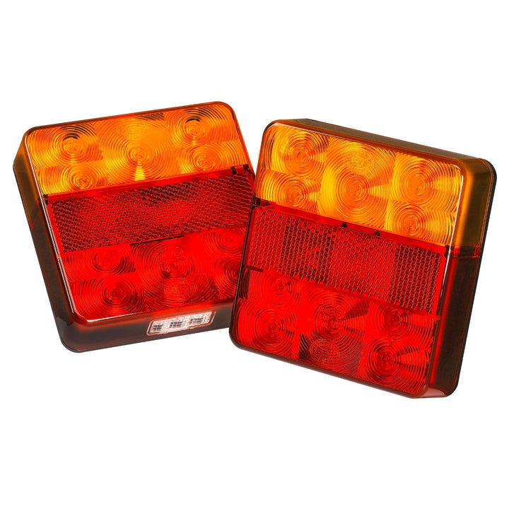 KT 100x100mm LED Trailer Lights with Plate Lamp – 12V, ADR Approved (Pair)