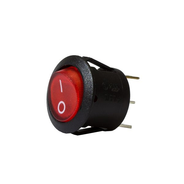 Red Illuminating Round Rocker Switch, On/Off, 20mm Diameter, 10Amps at ...